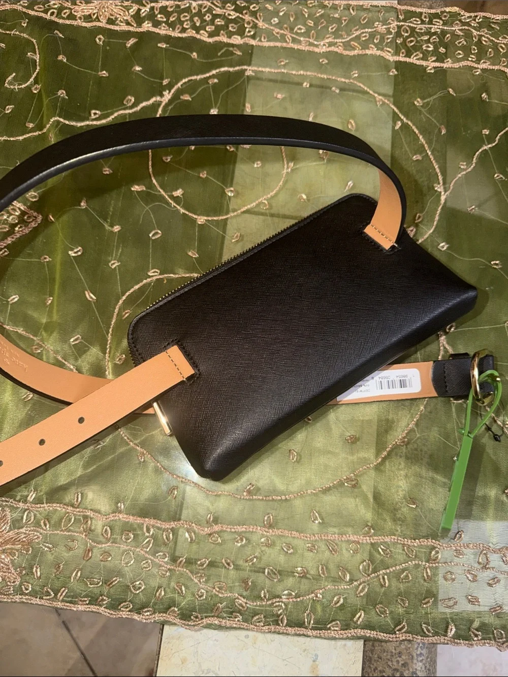 NWOT Kate Spade zip top leather belt bag Fanny Pack Black L/XL